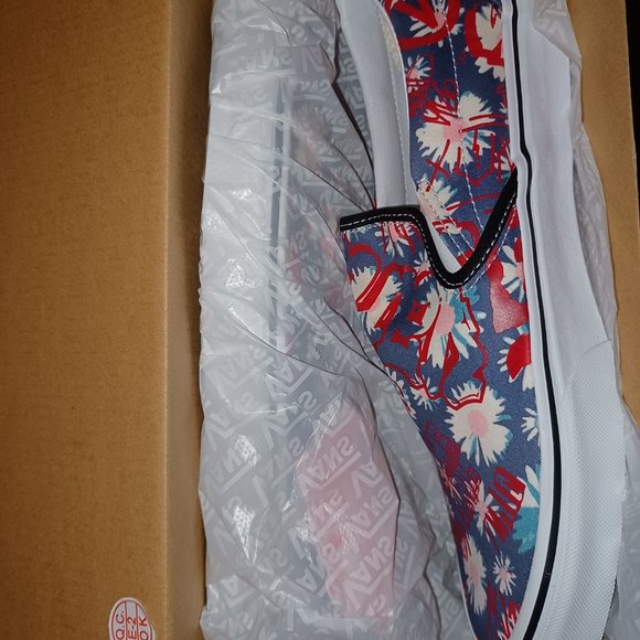 Vans Men's 10.5 Classic Slip-On Crew Floral/Red VN0A4BV31JA - Picture 4 of 12